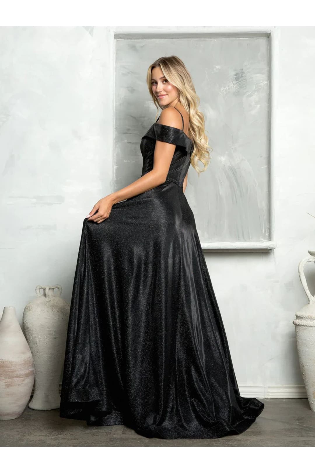 Eva USA 3373 Long Formal Off Shoulder Glitter Ball Gown - Prom Dresses
