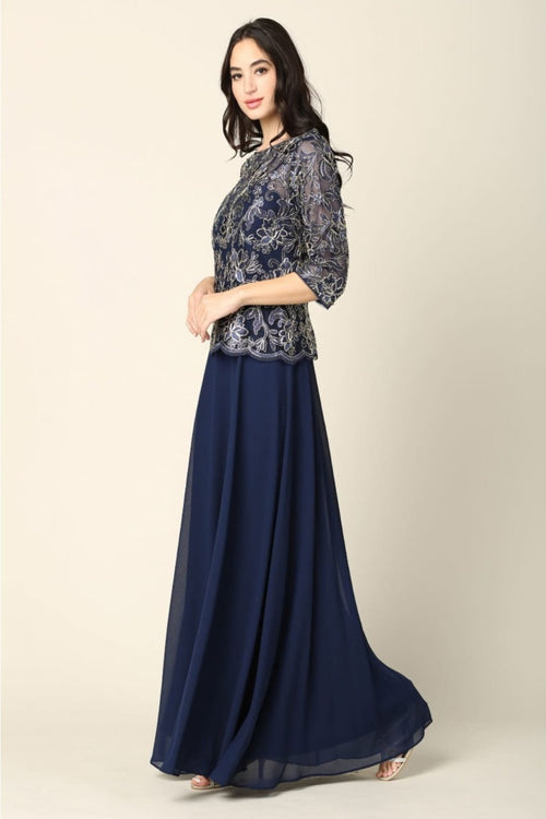 Eva USA 3377 One Piece Georgette Mother of the Bride Evening Dress - Dress