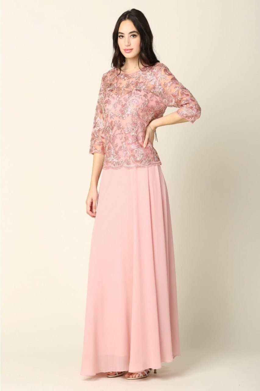 Eva USA 3377 One Piece Georgette Mother of the Bride Evening Dress - Dress