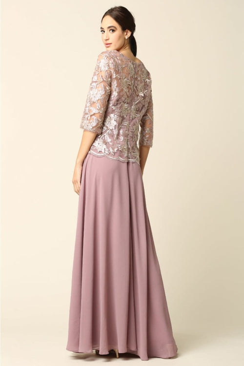 Eva USA 3377 One Piece Georgette Mother of the Bride Evening Dress - Dress