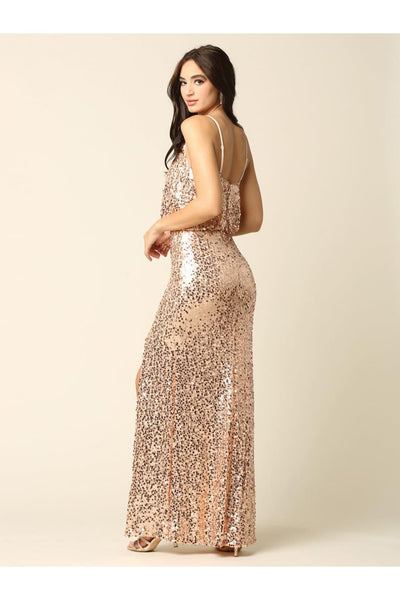 Eva USA 3378 Long Formal Spaghetti Strap Fitted Evening Dress - Formal Dress
