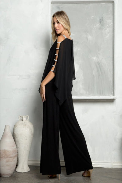 Eva USA 3381 Cape Overlay Stretch Jersey Formal Jumpsuit - Dress