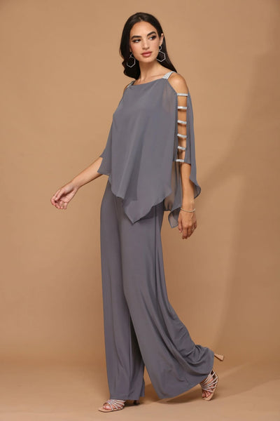 Eva USA 3381 Formal Chiffon Cape Overlay Jumpsuit - Jumpsuit