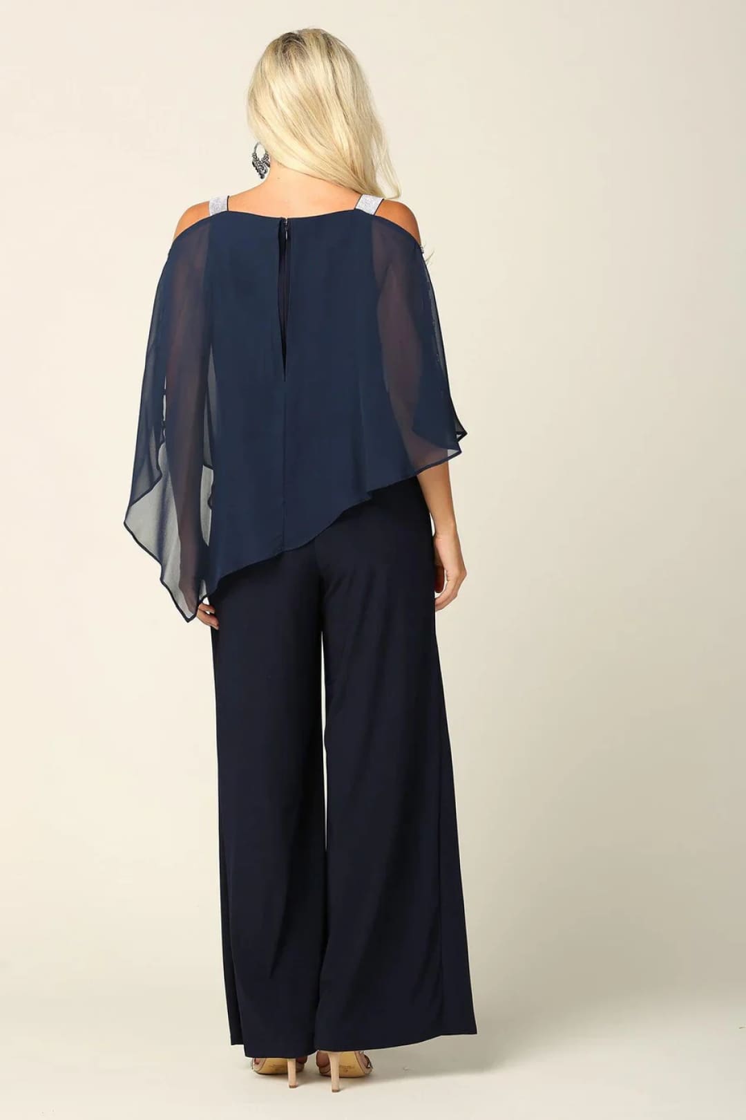 Eva USA 3381 Formal Chiffon Cape Overlay Jumpsuit - Jumpsuit