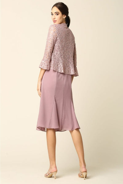 Eva USA 3385 Mother of the Bride Knee-Length 2-PC Dress W/ Jacket - Dress