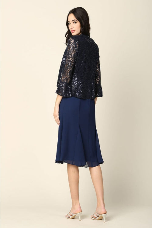 Eva USA 3385 Mother of the Bride Knee-Length 2-PC Dress W/ Jacket - Dress