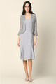 Eva USA 3385 Mother of the Bride Knee-Length 2-PC Dress W/ Jacket - SILVER / S - Dress