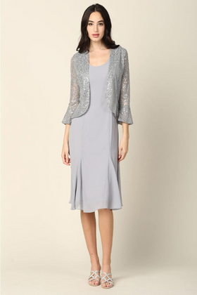 Eva USA 3385 Mother of the Bride Knee Length 2 Pc Dress with Jacket
