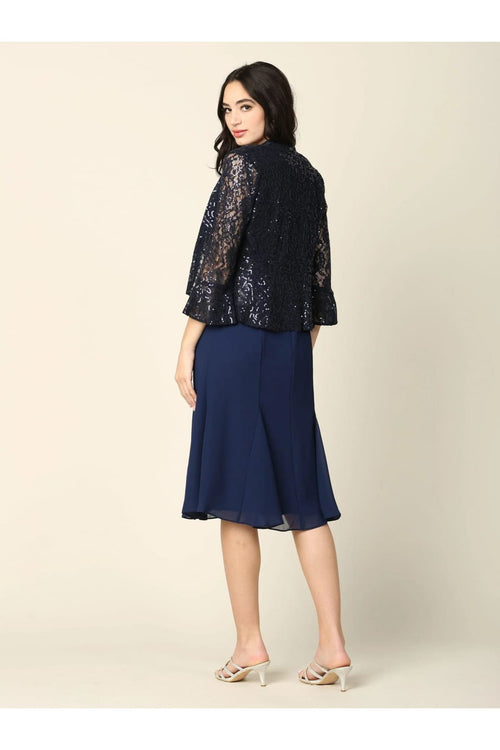 Eva USA 3385 Short Mother of the Bride Two Piece Set Jacket Dress - Mother of the Bride Dress