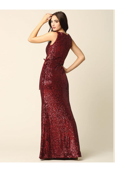 Eva USA 3386 Long Sleeveless Formal Fitted Sequins Dress - Prom Long Dress