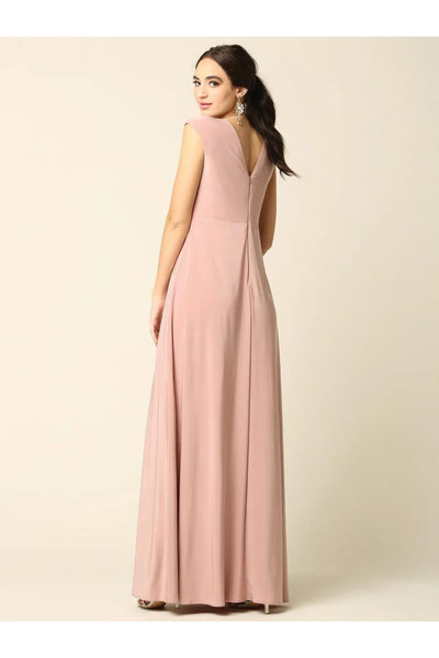 Eva USA 3387 Mother of the Bride V Neck Long Formal Dress - Mother of the Bride Dress