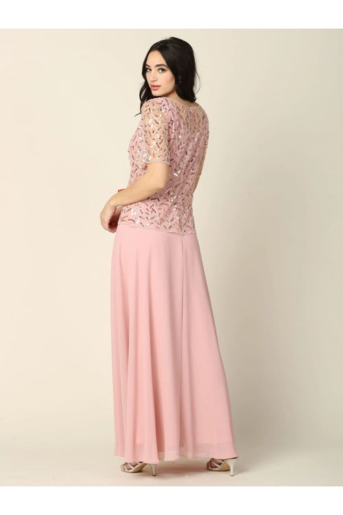 Eva USA 3389 Mother of the Bride Beaded Long Formal Chiffon Gown - Mother of the Bride Dress