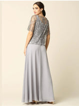 Eva USA 3389 Mother of the Bride Beaded Long Formal Chiffon Gown
