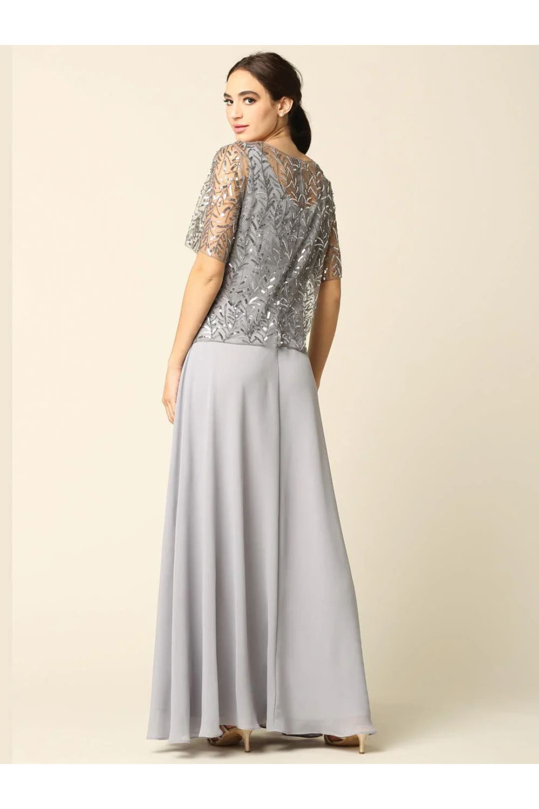 Eva USA 3389 Mother of the Bride Beaded Long Formal Chiffon Gown - Mother of the Bride Dress