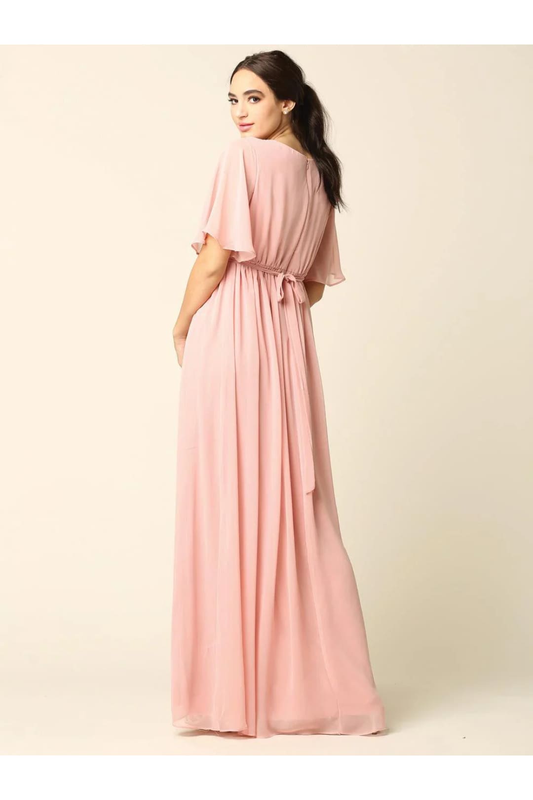 Eva USA 3391 Mother of the Bride Flutter Sleeve Long Dress - Mother of the Bride Dress