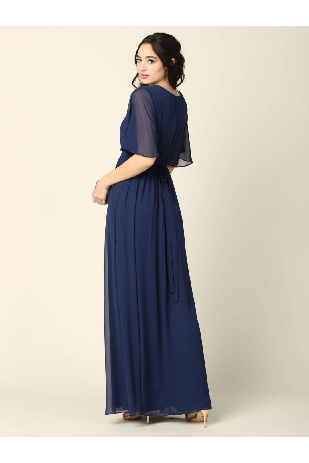 Eva USA 3391 Mother of the Bride Flutter Sleeve Long Dress - Mother of the Bride Dress