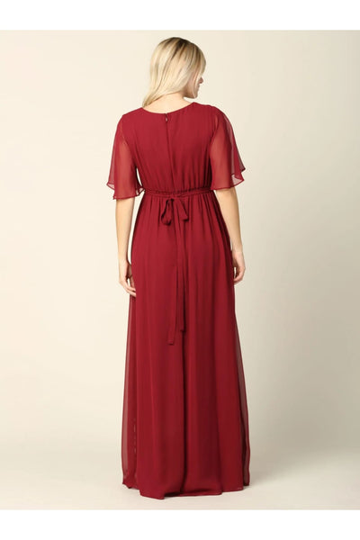 Eva USA 3391 Mother of the Bride Flutter Sleeve Long Dress - Mother of the Bride Dress