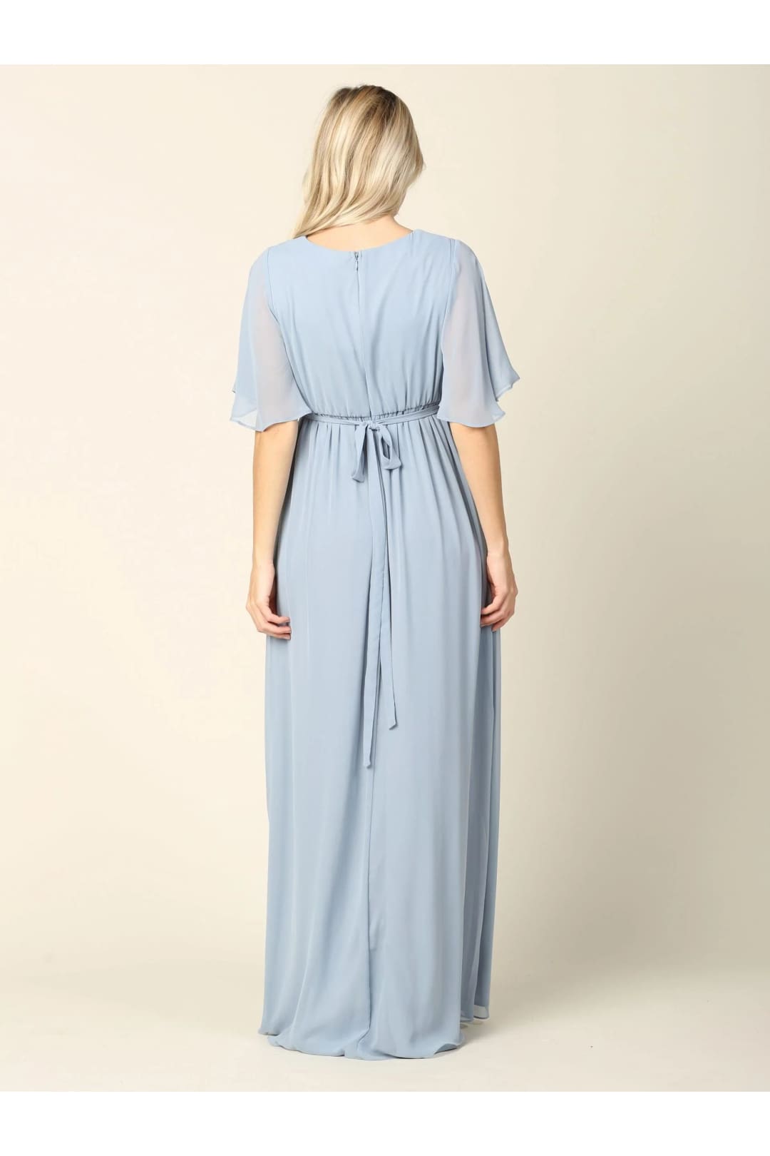 Eva USA 3391 Mother of the Bride Flutter Sleeve Long Dress - Mother of the Bride Dress