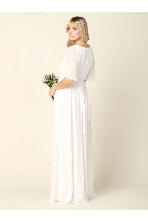 Eva USA 3391 Mother of the Bride Flutter Sleeve Long Dress - Mother of the Bride Dress
