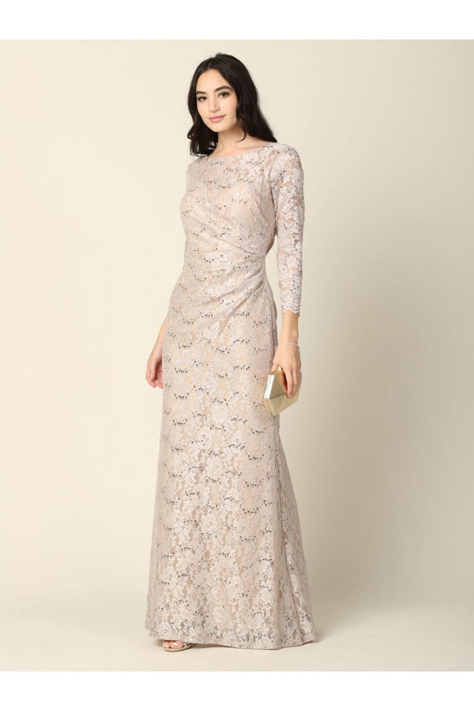 Eva USA 3397 Fully Lined Evening Mother of the Bride Long Dress - Dress