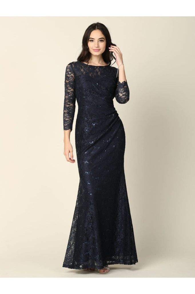 Eva USA 3397 Fully Lined Evening Mother of the Bride Long Dress - Dress