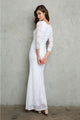 Eva USA 3397B Ruched 3/4 Sleeve White Wedding Dress - WHITE / S - Dress