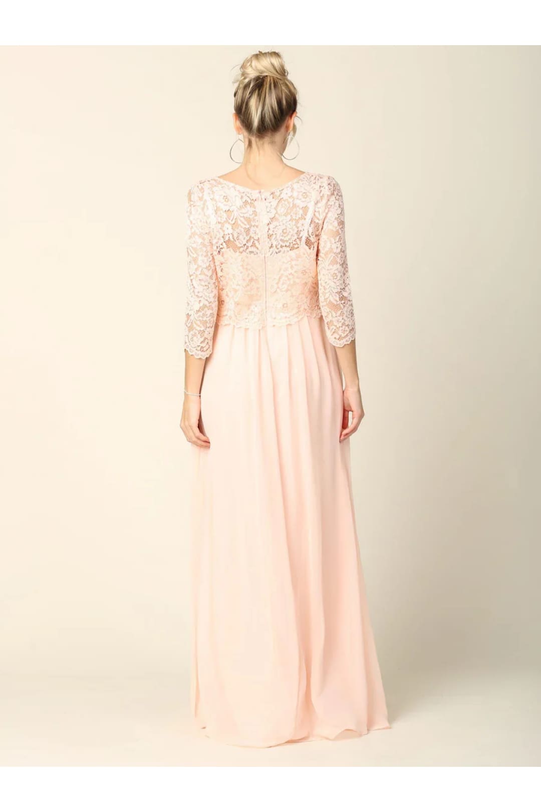 Eva USA 3399 Long 3/4 Sleeve Mother of the Bride Chiffon Dress - Mother of the Bride Dress