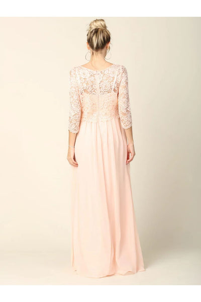 Eva USA 3399 Long 3/4 Sleeve Mother of the Bride Chiffon Dress - Mother of the Bride Dress