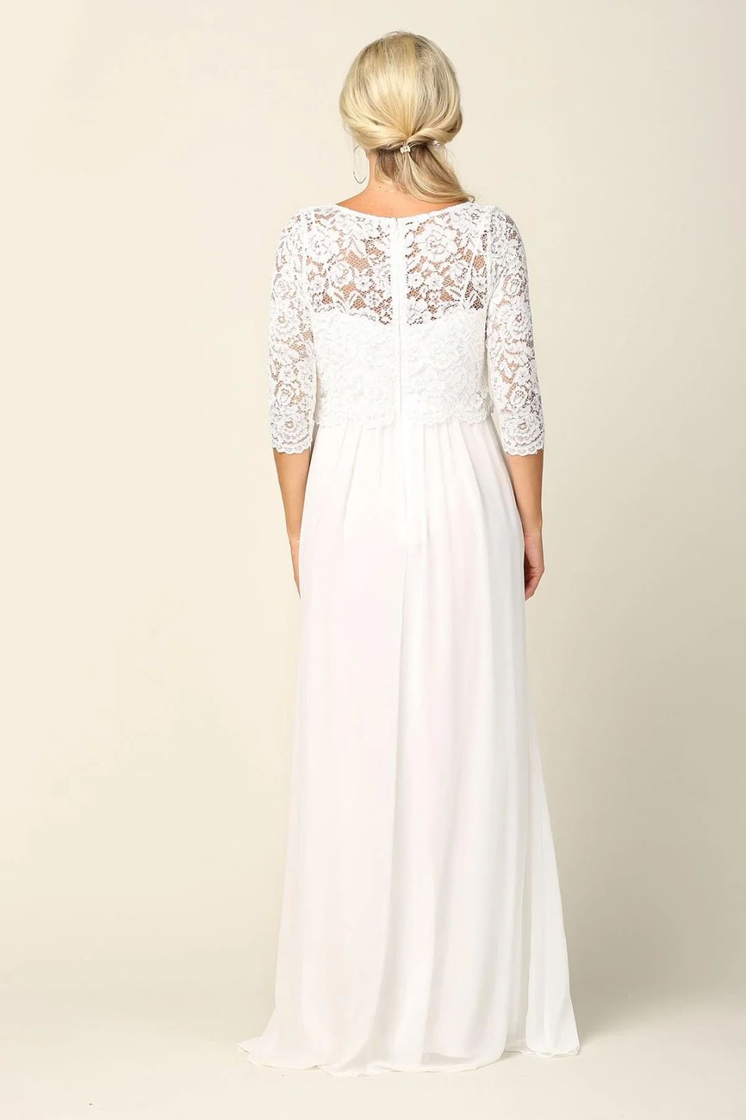 Eva USA 3399 Long 3/4 Sleeve Mother of the Bride Chiffon Dress - Mother of the Bride Dress
