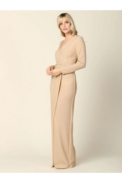 Eva USA 3401 Long Mother of the Bride Formal Metallic Dress - Mother of the Bride Dress