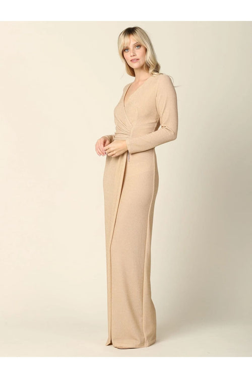 Eva USA 3401 Long Mother of the Bride Formal Metallic Dress - Mother of the Bride Dress
