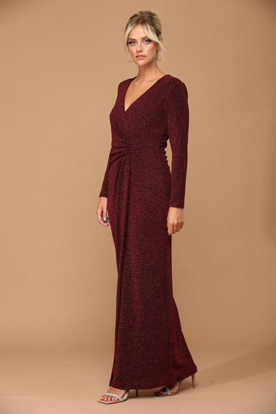 Eva USA 3401 Long Mother of the Bride Formal Metallic Dress - Mother of the Bride Dress