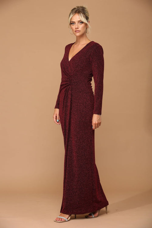 Eva USA 3401 Long Mother of the Bride Formal Metallic Dress - Mother of the Bride Dress