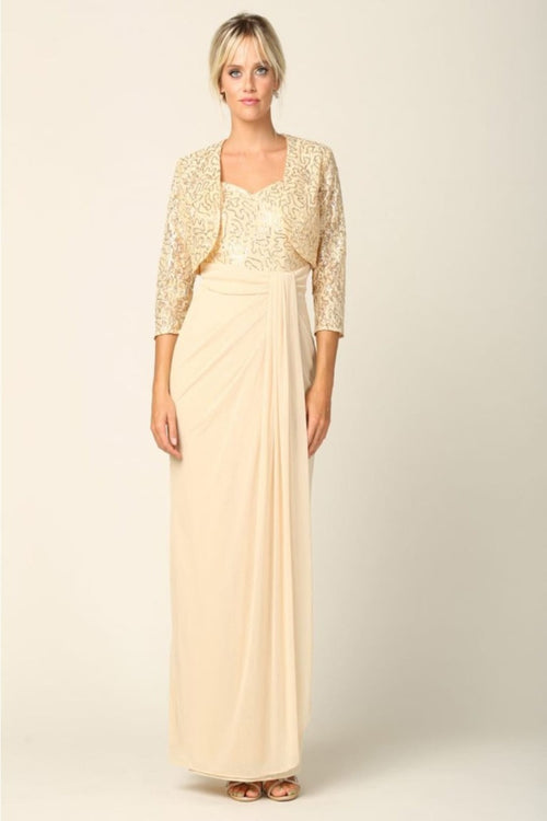 Eva USA 3406 Mother of the Bride Sweetheart 2 PC Chiffon Bolero Dress - Dress