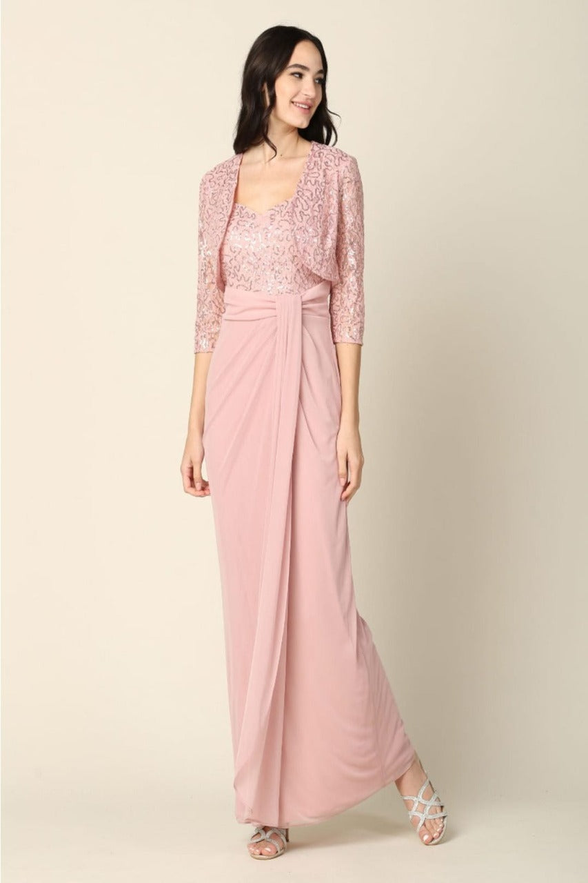 Eva USA 3406 Mother of the Bride Sweetheart 2 PC Chiffon Bolero Dress - Dress