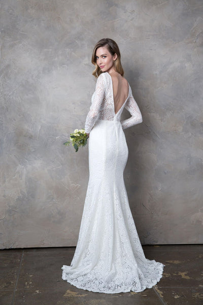Eva USA 3407 Simple Long Sleeve Lace Wedding Dress - Wedding Dress