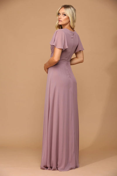 Eva USA 3413 Long Short Sleeve Mother of the Bride Chiffon Dress - Mother of the Bride Dress
