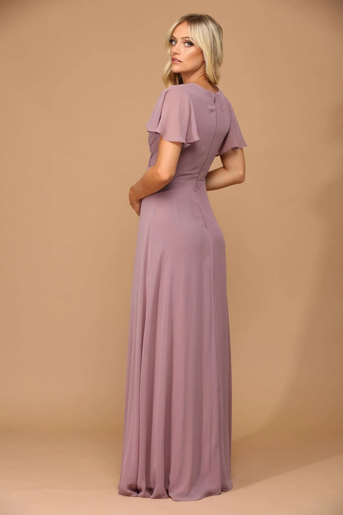 Eva USA 3413 Long Short Sleeve Mother of the Bride Chiffon Dress - Mother of the Bride Dress