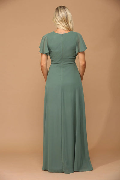 Eva USA 3413 Long Short Sleeve Mother of the Bride Chiffon Dress - Mother of the Bride Dress