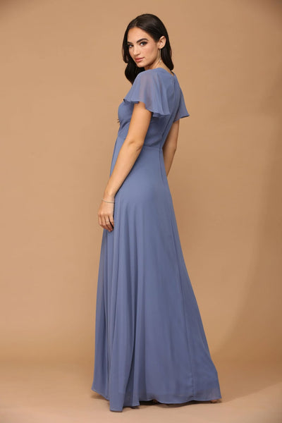 Eva USA 3413 Long Short Sleeve Mother of the Bride Chiffon Dress - Mother of the Bride Dress