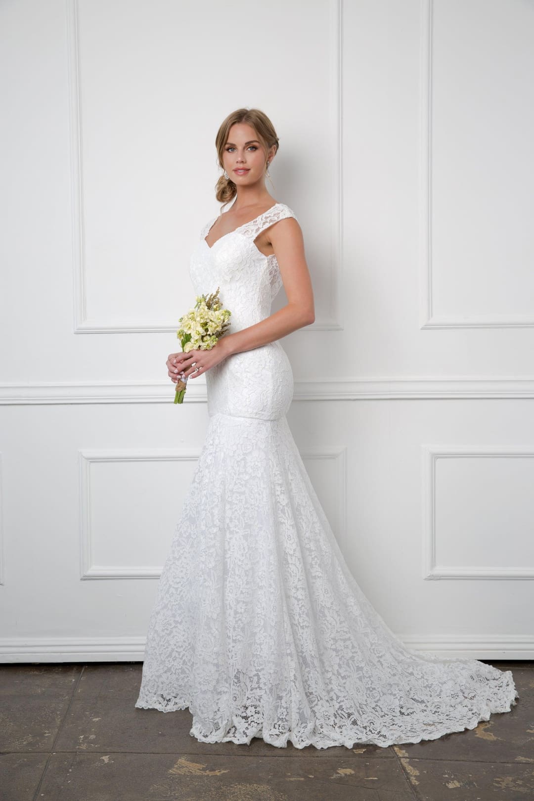 Eva USA 3416 Bridal Long Gown Wedding Lace Dress - Off White / XS - Wedding Dresses
