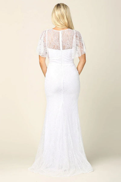 Eva USA 3420 Bridal Long Gown Wing Sleeve Lace Wedding Dress - Wedding Dress