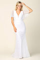 Eva USA 3420 Bridal Long Gown Wing Sleeve Lace Wedding Dress - White / XS - Wedding Dress