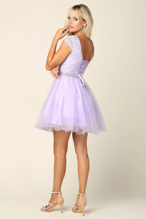 Eva USA 3421 Prom Short Cap Sleeve Homecoming Cocktail Dress - Prom Short Dress