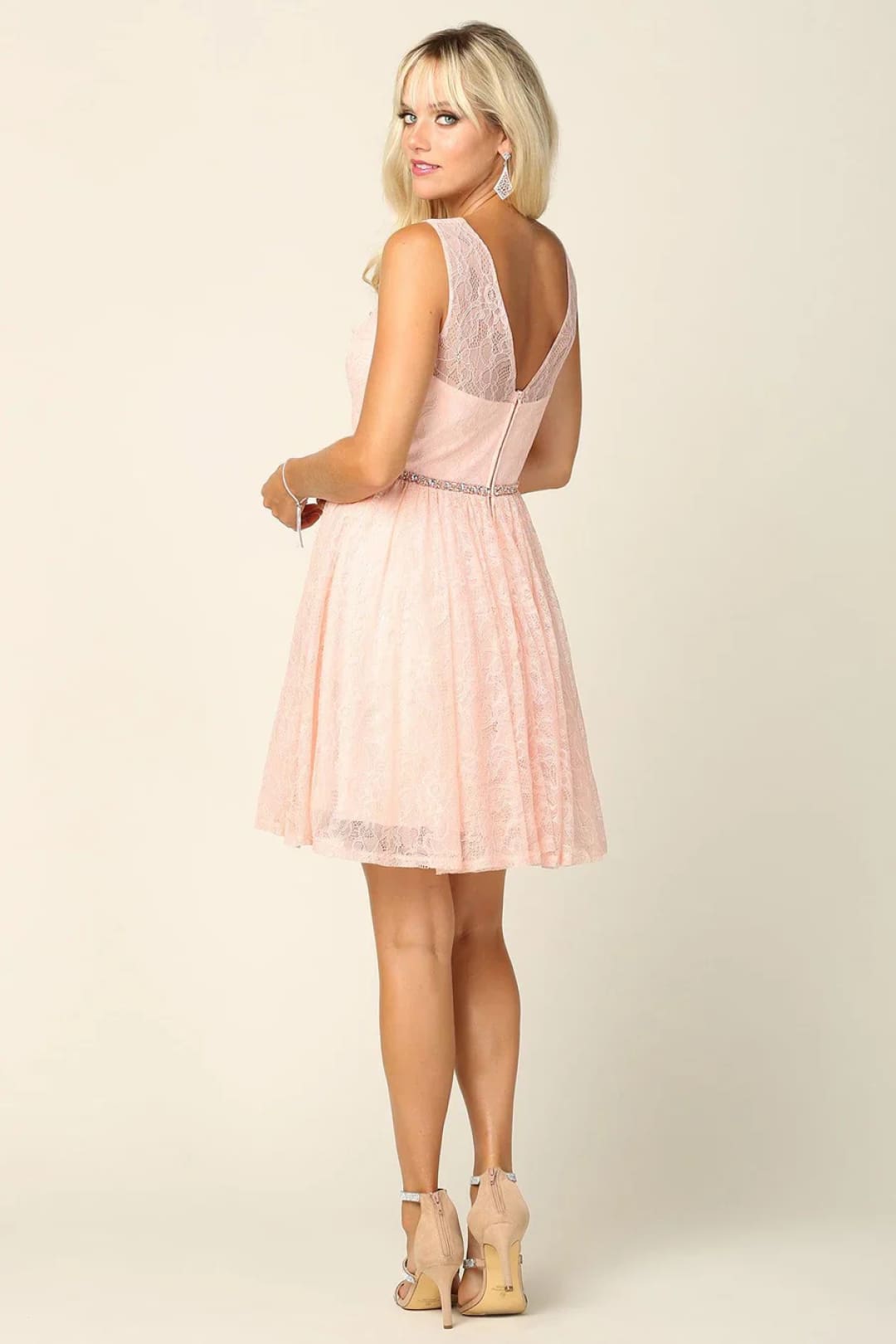 Eva USA 3425 Homecoming Short Sleeveless Lace Cocktail Dress - Cocktail Dress