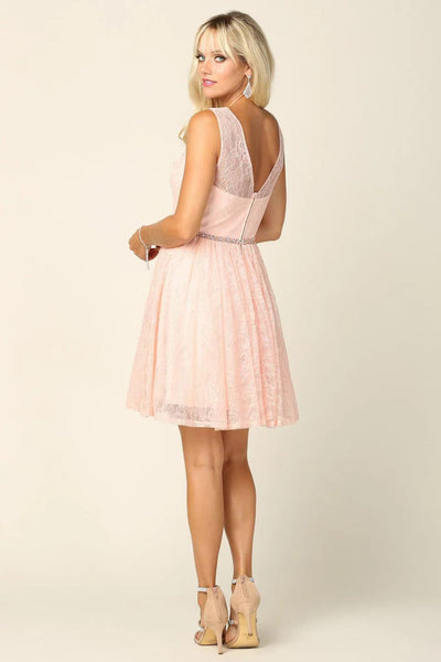 Eva USA 3425 Homecoming Short Sleeveless Lace Cocktail Dress - Cocktail Dress