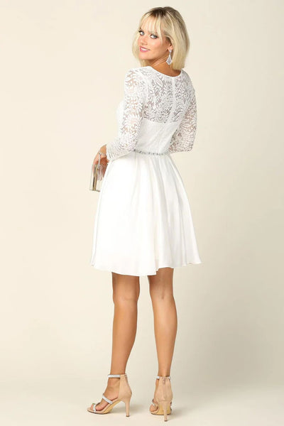 Eva USA 3427 Long Sleeve Beaded Cocktail Graduation Dress - Cocktail Dress