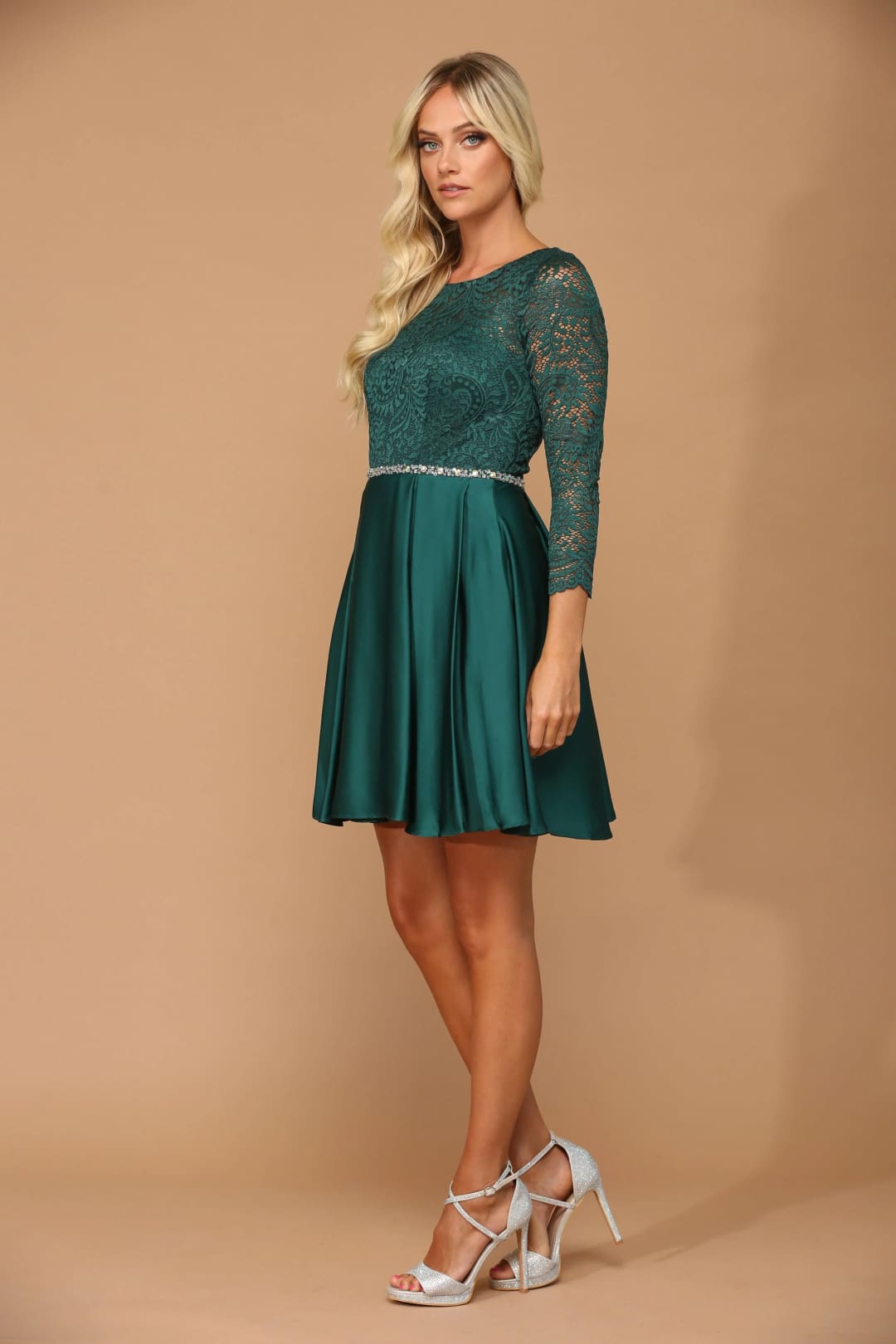 Eva USA 3427 Long Sleeve Beaded Cocktail Graduation Dress - Cocktail Dress