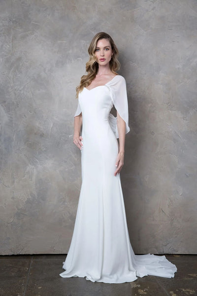 Eva USA 3429 Bridal Long Chiffon Wedding Dress - Off White / XS - Wedding Dresses