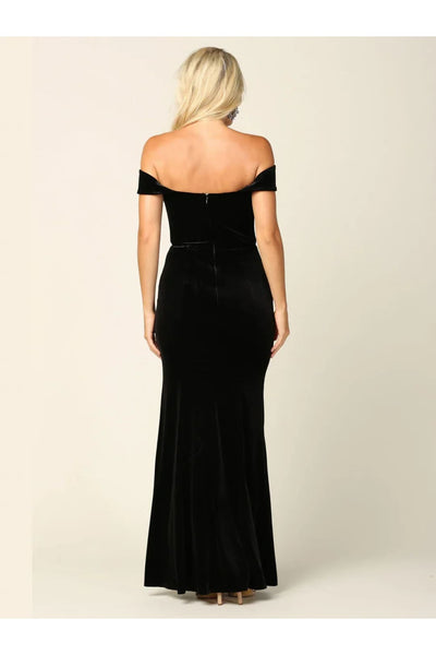 Eva USA 3430 Long Formal Off Shoulder Velvet Evening Dress - Formal Dress